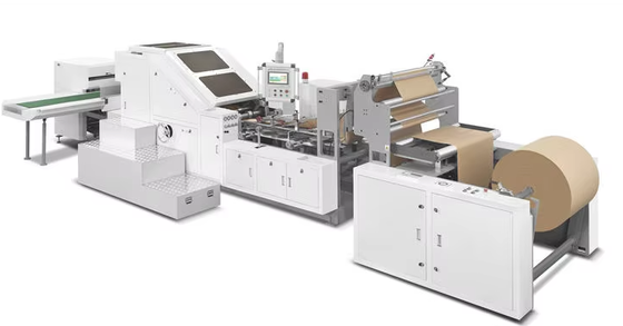Macchina automatica per la produzione di sacchetti di carta con unità di stampa flessografica opzionale compatibile con materiali in film PE HDPE LDPE