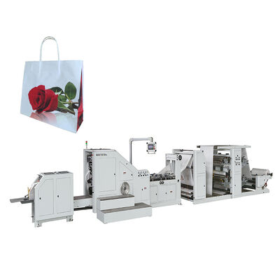 Macchina per la produzione di sacchetti di carta con controllo PLC con unità di stampa flessografica opzionale Velocità di produzione da 30 a 80 sacchetti al minuto
